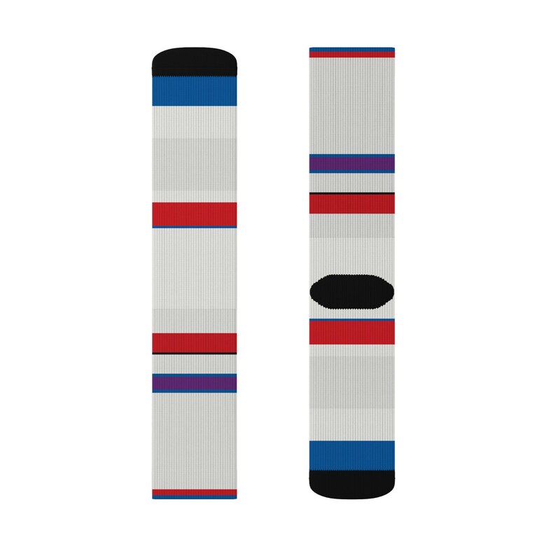 Abstract Racing Stripe Socks, Light Blue Violet Red Novelty Dress Socks (Bavarian Three), Motorsport Gift for Him image 9
