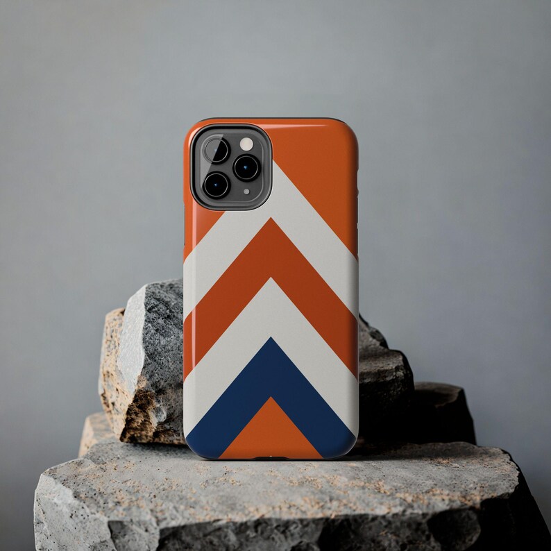 Abstract Racing Stripe Phone Case, Orange Deep Blue Geometric Cover (Zandvoort Orange), Retro Motorsport Gift imagen 12