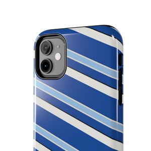 Abstract Racing Stripe Phone Case, French Racing Blue Bone Geometric Cover (Reims Blue), Retro Motorsport Gift image 5