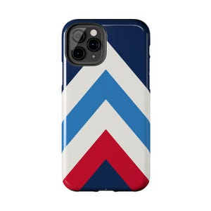 Abstract Racing Stripe Phone Case, Navy Azure Signal Red Geometric Cover (Riviera Stripe), Retro Motorsport Gift image 9