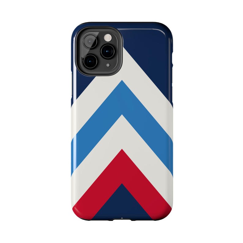 Abstract Racing Stripe Phone Case, Navy Azure Signal Red Geometric Cover (Riviera Stripe), Retro Motorsport Gift image 9
