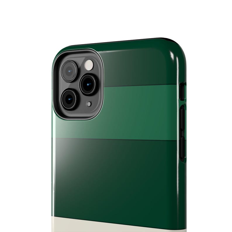 Abstrakcyjne etui na telefon z wyścigowymi paskami, mosiężna geometryczna obudowa w kolorze British Racing Green (Brooklands Green), prezent w stylu retro Motorsport zdjęcie 17