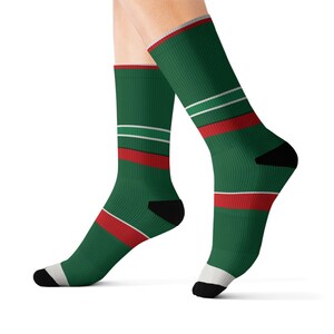 Abstract Racing Stripe Socks, Green White Red Novelty Dress Socks (Bathurst Green), Motorsport Gift for Him image 2
