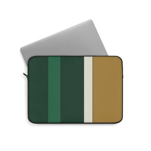 Abstract Racing Stripe Laptop Sleeve, British Racing Green Brass Geometric Laptop Case (Brooklands Green), Gift for Car Lovers imagem 6