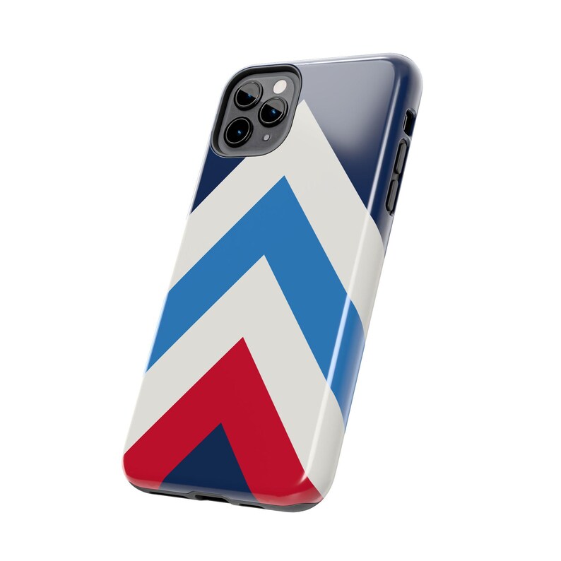 Abstract Racing Stripe Phone Case, Navy Azure Signal Red Geometric Cover (Riviera Stripe), Retro Motorsport Gift image 16