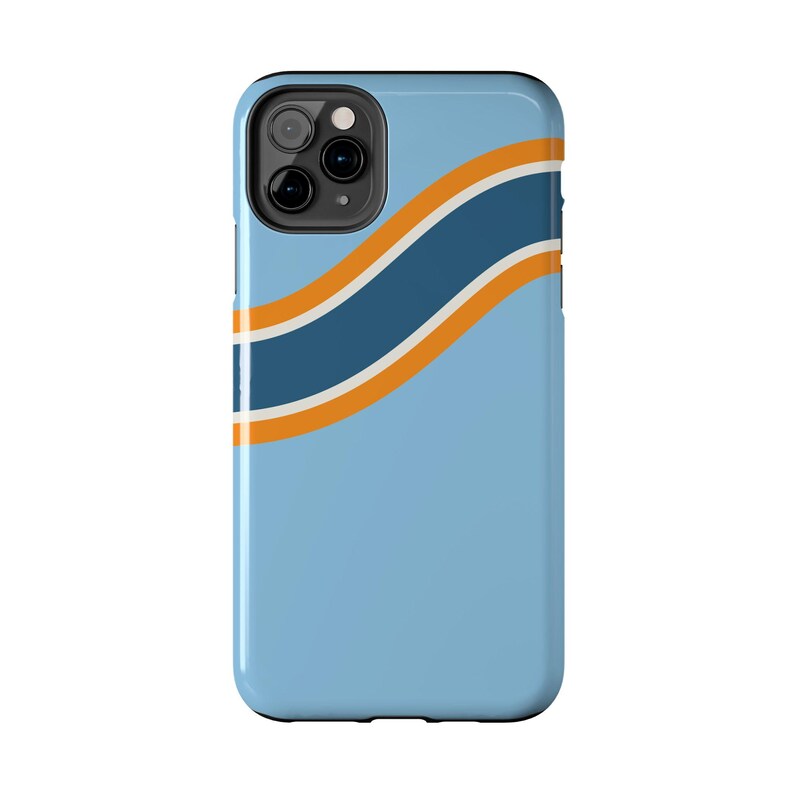 Coque de téléphone à rayures de course abstraites, motif géométrique bleu poudré et souci (Sarthe ’68), cadeau rétro sport automobile image 15