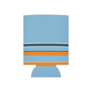 Abstract Racing Stripe Can Cooler, Powder Blue Marigold Geometric Can Insulator (Sarthe ’68), Motorsport Gift image 2