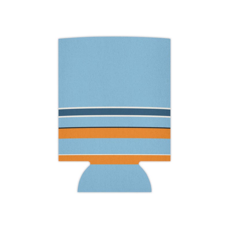 Abstract Racing Stripe Can Cooler, Powder Blue Marigold Geometric Can Insulator (Sarthe ’68), Motorsport Gift image 2
