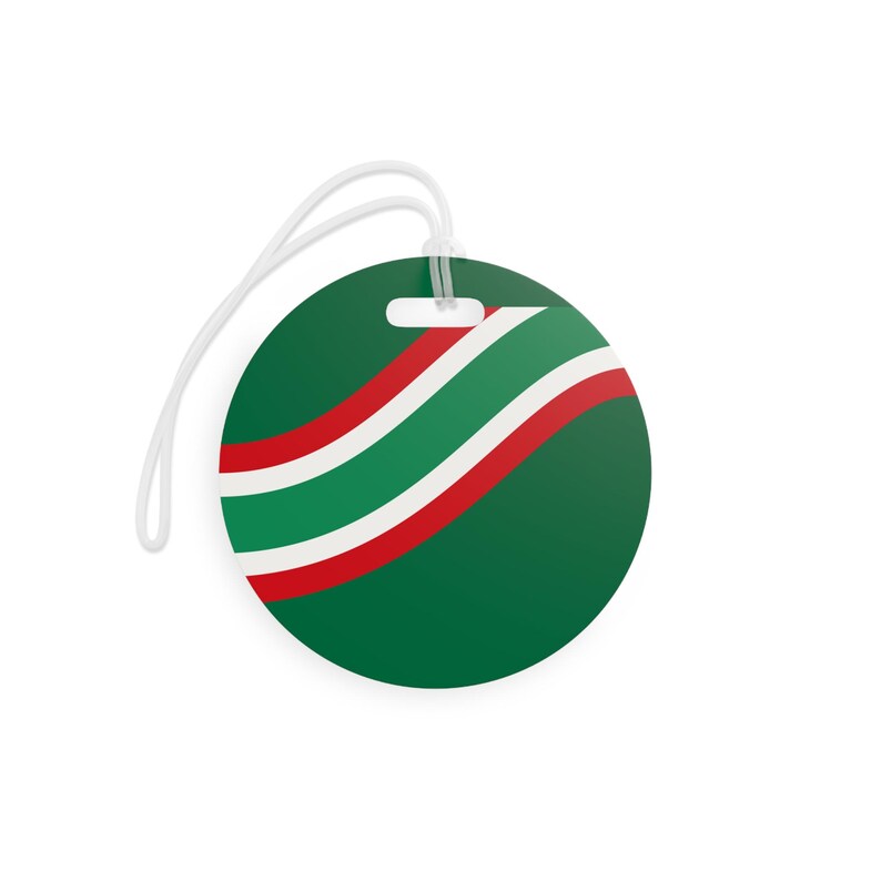 Abstract Racing Stripe Luggage Tag, Green White Red Geometric Bag Tag (Bathurst Green), Travel Gift for Him image 6