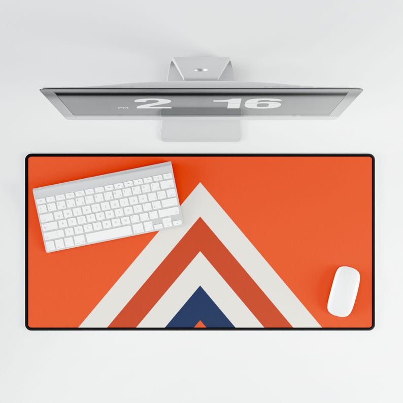 Abstract Racing Stripe Desk Mat, Orange Deep Blue Geometric Desk Pad (Zandvoort Orange), Gift for Car Lovers image 5