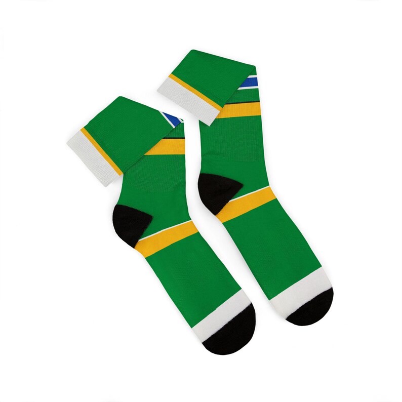 Abstract Racing Stripe Socks, Green Yellow Blue Novelty Dress Socks (Enstone ’92), Motorsport Gift for Him image 5