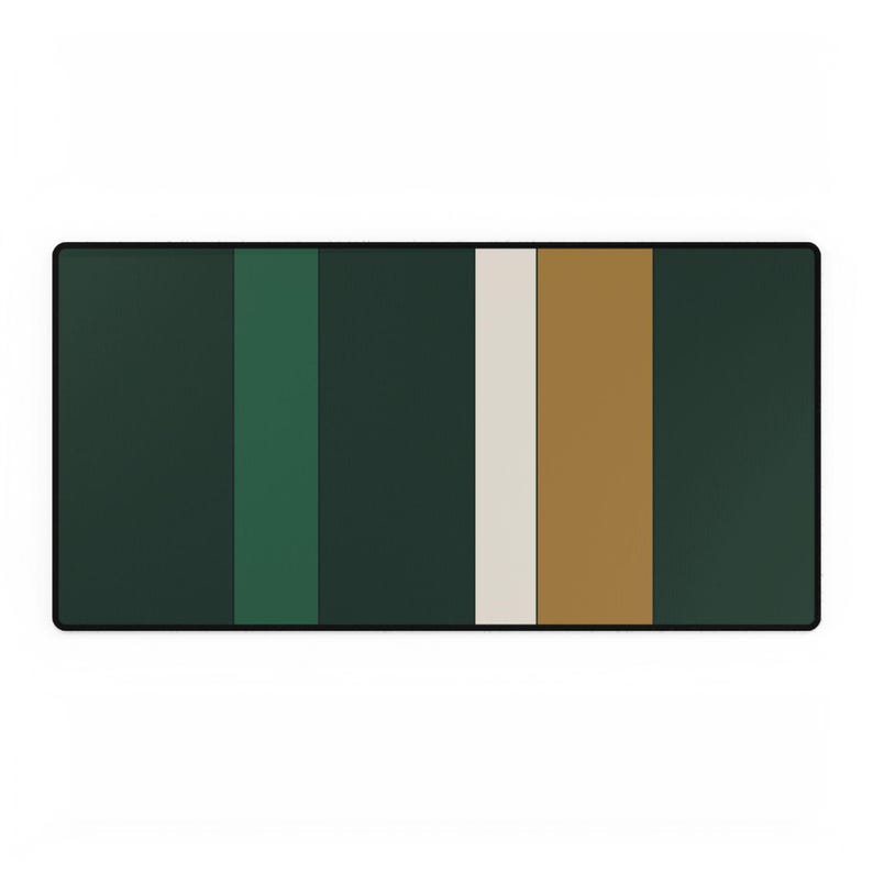 Abstract Racing Stripe Desk Mat, British Racing Green Brass Geometric Desk Pad (Brooklands Green), Gift for Car Lovers image 2