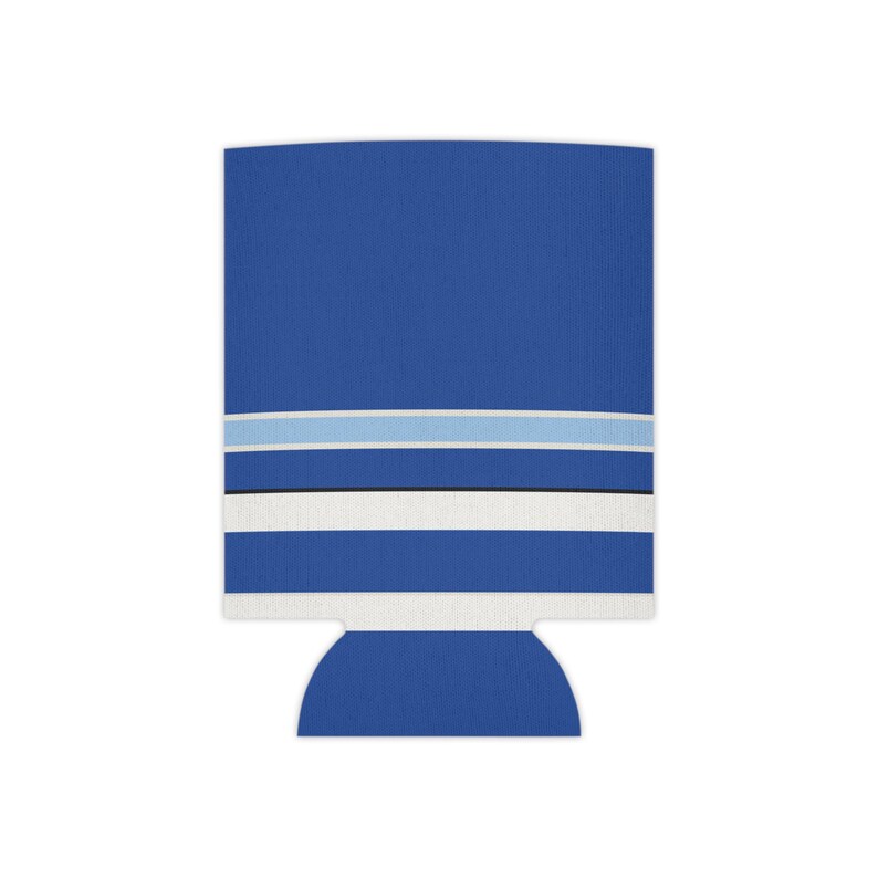 Abstract Racing Stripe Can Cooler, French Racing Blue Bone Geometric Can Insulator (Reims Blue), Motorsport Gift image 3