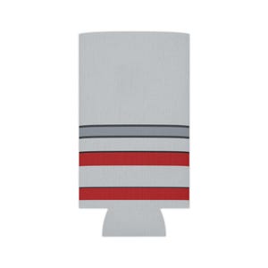 Abstract Racing Stripe Can Cooler, Silver Racing Red Geometric Can Insulator (Avus Silver), Motorsport Gift image 7
