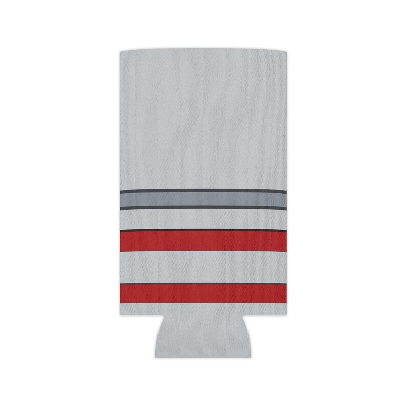 Abstract Racing Stripe Can Cooler, Silver Racing Red Geometric Can Insulator (Avus Silver), Motorsport Gift image 7