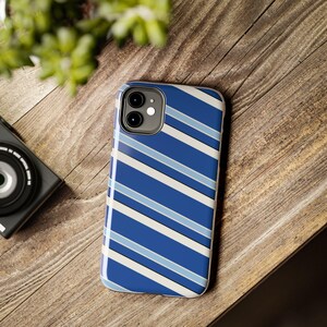 Abstract Racing Stripe Phone Case, French Racing Blue Bone Geometric Cover (Reims Blue), Retro Motorsport Gift image 7