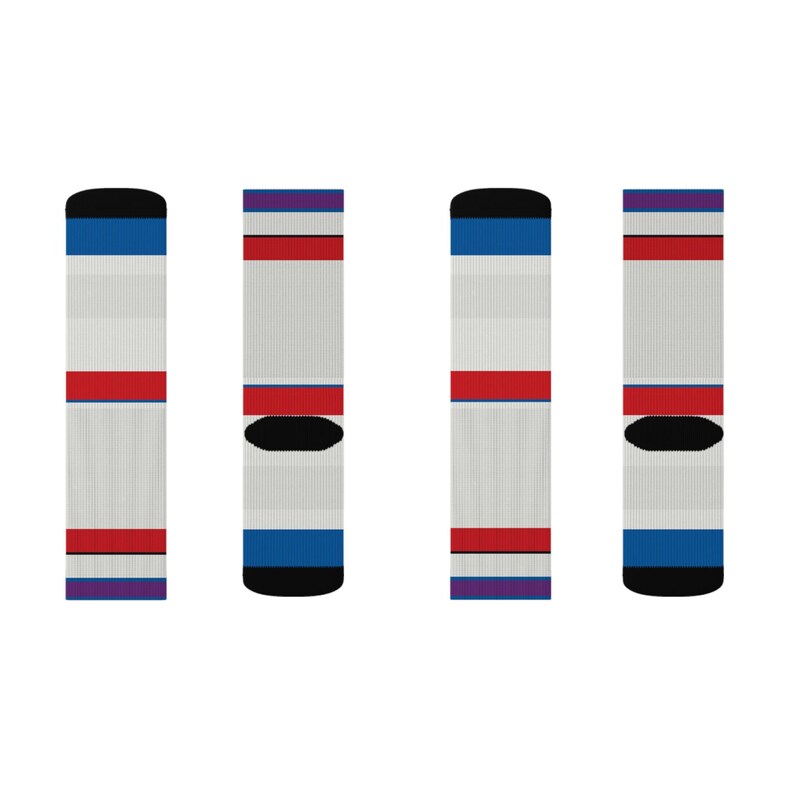Abstract Racing Stripe Socks, Light Blue Violet Red Novelty Dress Socks (Bavarian Three), Motorsport Gift for Him image 11