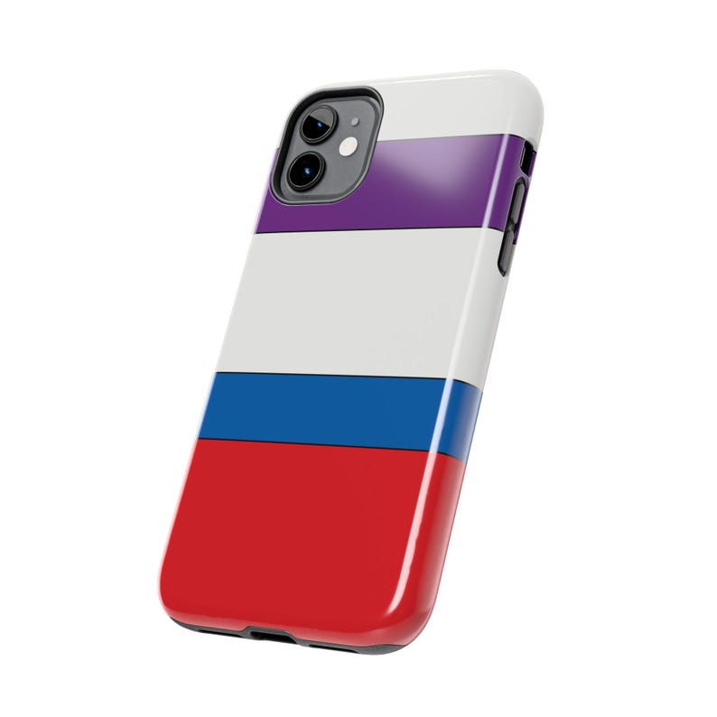 Abstract Racing Stripe Phone Case, Light Blue Violet Red Geometric Cover (Bavarian Three), Retro Motorsport Gift image 4