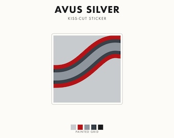 Abstract Racing Stripe Sticker, Silver Racing Red Geometric Vinyl Decal (Avus Silver), Car Lover Gift