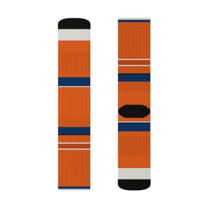 Socken mit abstraktem Rennstreifen, orange-dunkelblaue Socken mit originellem Design (Zandvoort Orange), Motorsport-Geschenk für ihn Bild 8