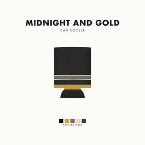 Abstract Racing Stripe Can Cooler, Black Gold Geometric Can Insulator (Midnight and Gold), Motorsport Gift