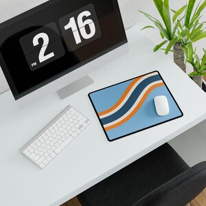 Abstract Racing Stripe Desk Mat, Powder Blue Marigold Geometric Desk Pad (Sarthe ’68), Gift for Car Lovers image 8