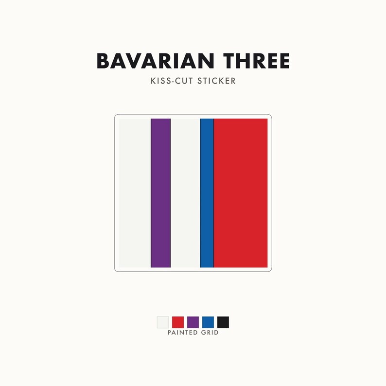 Abstract Racing Stripe Sticker, Light Blue Violet Red Geometric Vinyl Decal (Bavarian Three), Car Lover Gift image 1