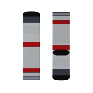 Abstract Racing Stripe Socks, Silver Racing Red Novelty Dress Socks (Avus Silver), Motorsport Gift for Him image 13