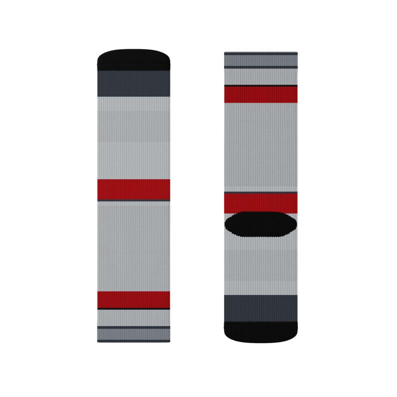 Abstract Racing Stripe Socks, Silver Racing Red Novelty Dress Socks (Avus Silver), Motorsport Gift for Him image 13