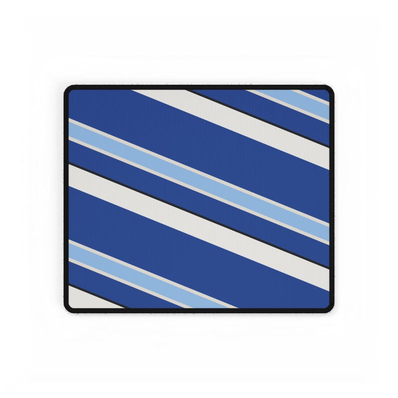 Abstract Racing Stripe Desk Mat, French Racing Blue Bone Geometric Desk Pad (Reims Blue), Gift for Car Lovers image 6