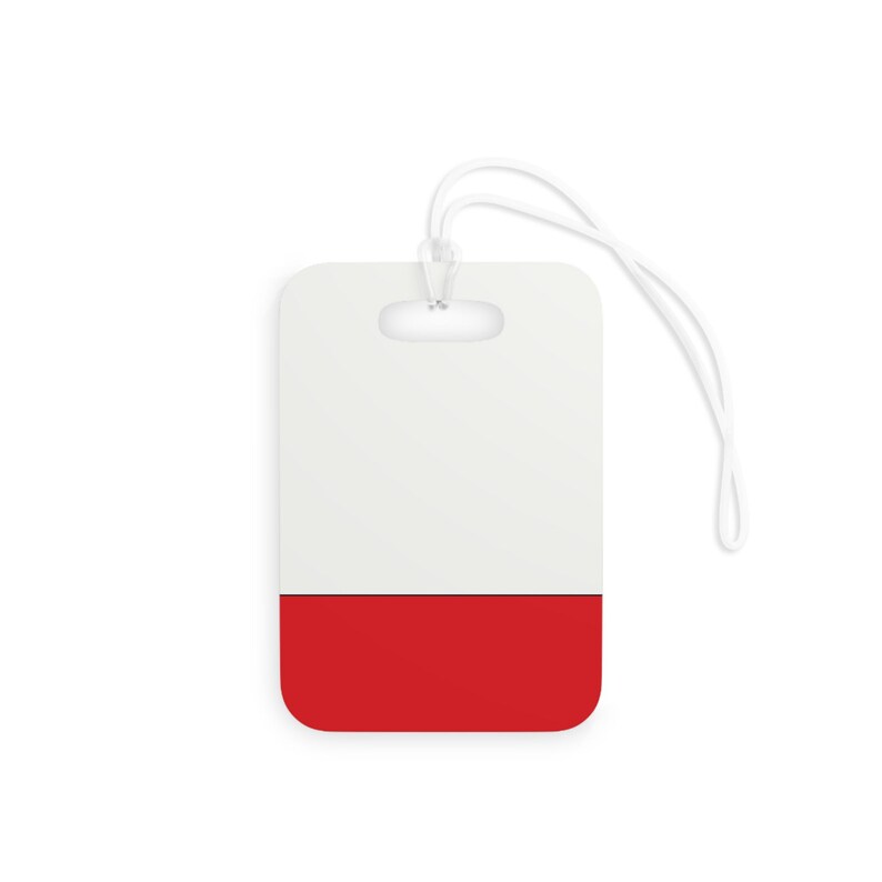 Abstract Racing Stripe Luggage Tag, Light Blue Violet Red Geometric Bag Tag (Bavarian Three), Travel Gift for Him image 3
