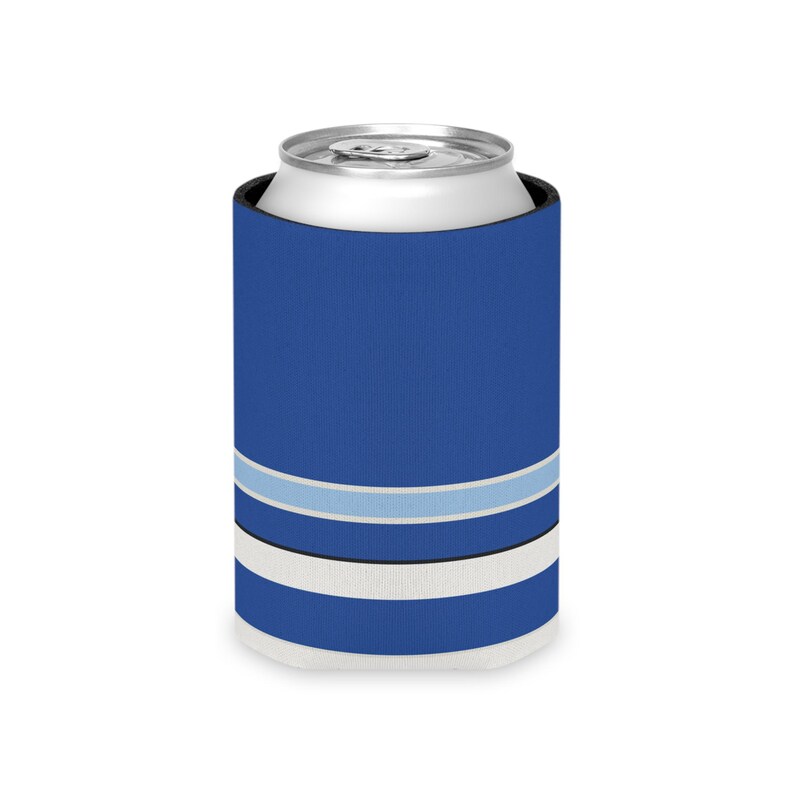 Abstract Racing Stripe Can Cooler, French Racing Blue Bone Geometric Can Insulator (Reims Blue), Motorsport Gift image 5