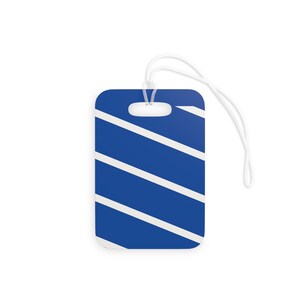 Abstract Racing Stripe Luggage Tag, French Racing Blue Bone Geometric Bag Tag (Reims Blue), Travel Gift for Him image 3