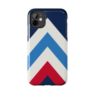 Abstract Racing Stripe Phone Case, Navy Azure Signal Red Geometric Cover (Riviera Stripe), Retro Motorsport Gift image 3