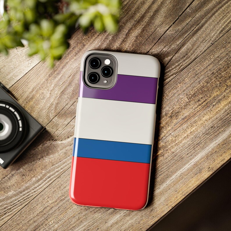 Abstract Racing Stripe Phone Case, Light Blue Violet Red Geometric Cover (Bavarian Three), Retro Motorsport Gift image 19
