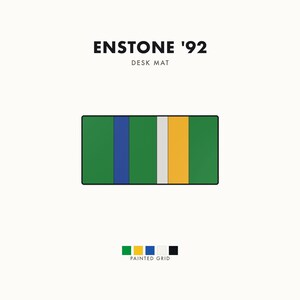 Abstract Racing Stripe Desk Mat, Green Yellow Blue Geometric Desk Pad (Enstone ’92), Gift for Car Lovers