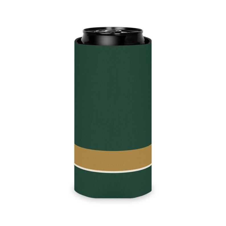 Abstract Racing Stripe Can Cooler, British Racing Green Brass Geometric Can Insulator (Brooklands Green), Motorsport Gift image 9