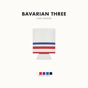 Abstract Racing Stripe Can Cooler, Light Blue Violet Red Geometric Can Insulator (Bavarian Three), Motorsport Gift image 1