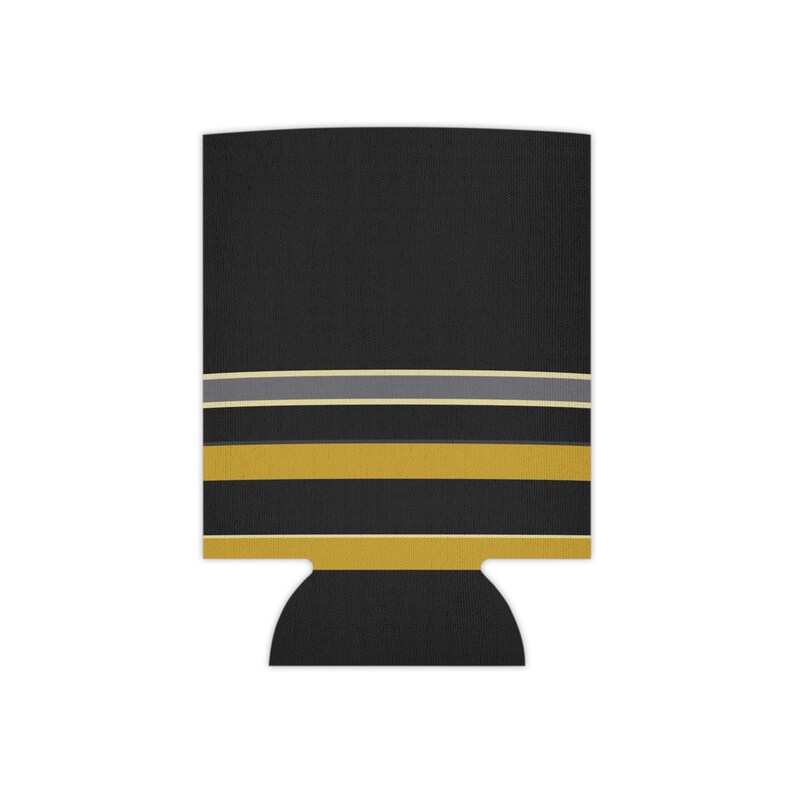 Abstract Racing Stripe Can Cooler, Black Gold Geometric Can Insulator (Midnight and Gold), Motorsport Gift image 2