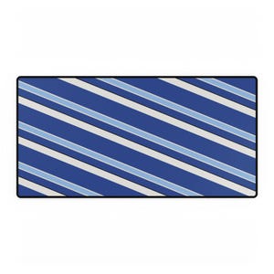 Abstract Racing Stripe Desk Mat, French Racing Blue Bone Geometric Desk Pad (Reims Blue), Gift for Car Lovers image 2
