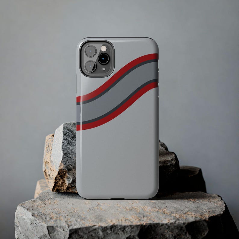 Coque de téléphone à rayures abstraites, motif géométrique argent et rouge (Avus Silver), cadeau rétro sport automobile image 18