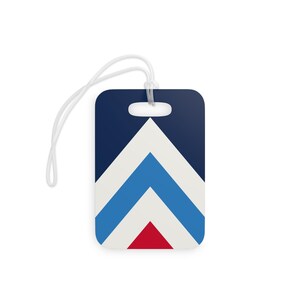 Abstract Racing Stripe Luggage Tag, Navy Azure Signal Red Geometric Bag Tag (Riviera Stripe), Travel Gift for Him Bild 2