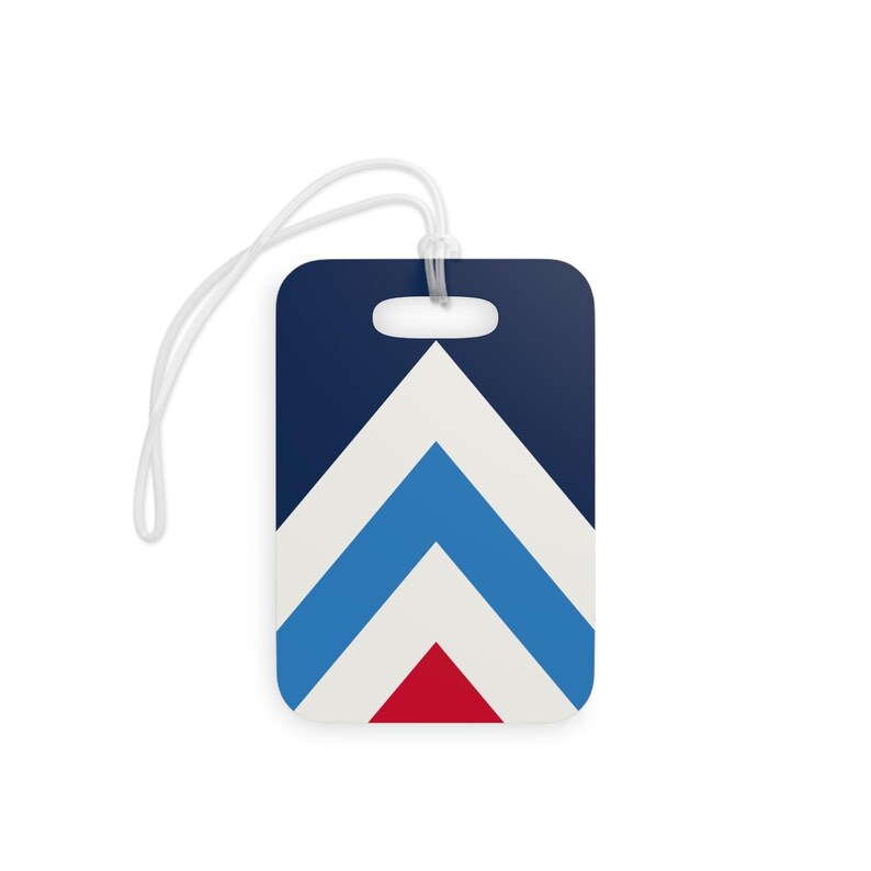 Abstract Racing Stripe Luggage Tag, Navy Azure Signal Red Geometric Bag Tag (Riviera Stripe), Travel Gift for Him Bild 2