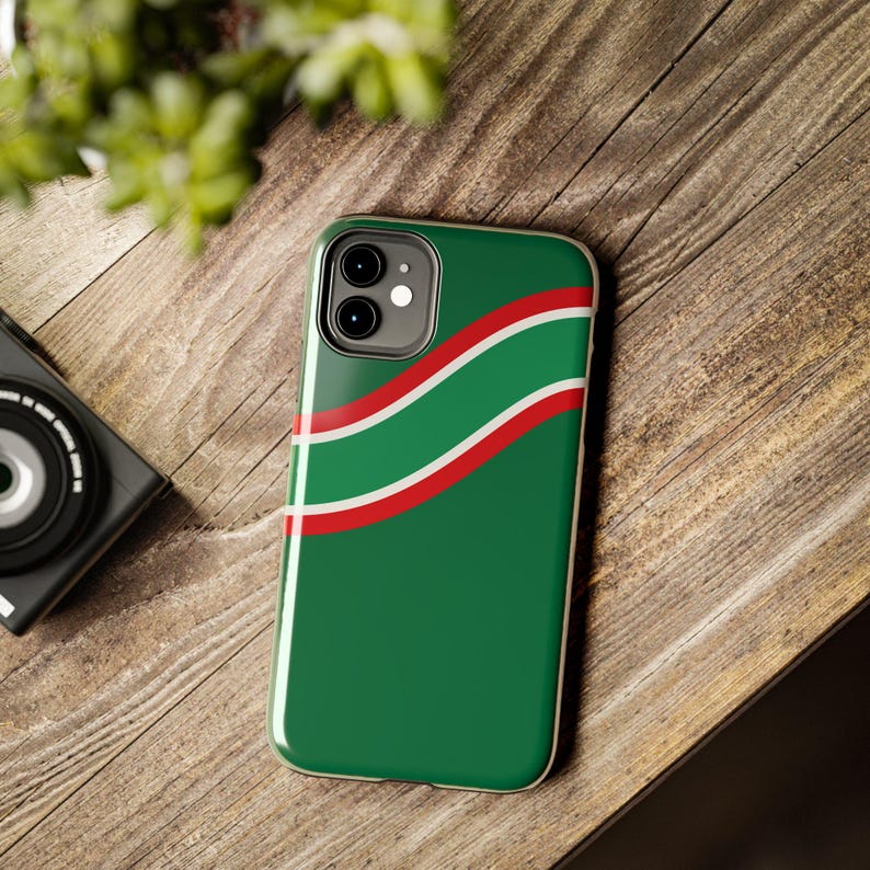 Abstract Racing Stripe Phone Case, Green White Red Geometric Cover (Bathurst Green), Retro Motorsport Gift image 7