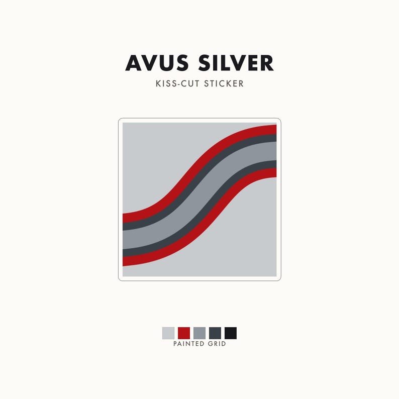 Abstract Racing Stripe Sticker, Silver Racing Red Geometric Vinyl Decal (Avus Silver), Car Lover Gift imagen 1