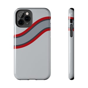 Coque de téléphone à rayures abstraites, motif géométrique argent et rouge (Avus Silver), cadeau rétro sport automobile image 8