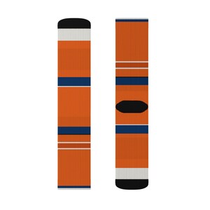 Socken mit abstraktem Rennstreifen, orange-dunkelblaue Socken mit originellem Design (Zandvoort Orange), Motorsport-Geschenk für ihn Bild 5