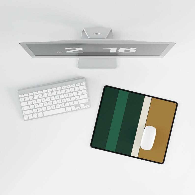 Abstract Racing Stripe Desk Mat, British Racing Green Brass Geometric Desk Pad (Brooklands Green), Gift for Car Lovers image 9