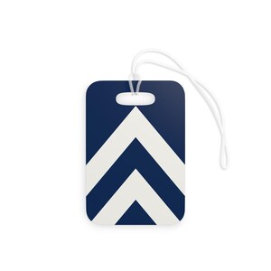 Abstract Racing Stripe Luggage Tag, Navy Azure Signal Red Geometric Bag Tag (Riviera Stripe), Travel Gift for Him Bild 3