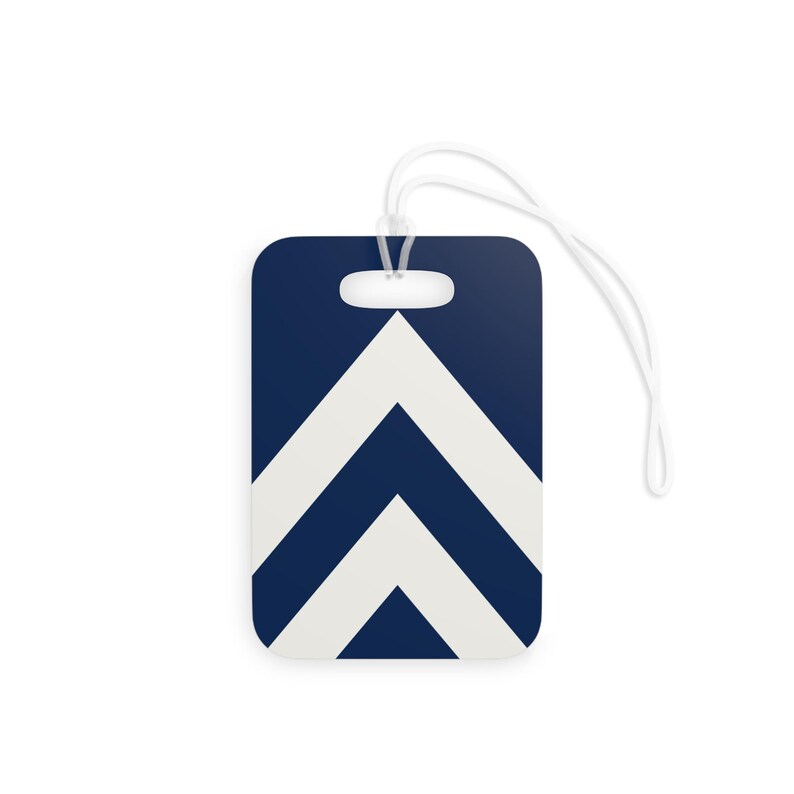 Abstract Racing Stripe Luggage Tag, Navy Azure Signal Red Geometric Bag Tag (Riviera Stripe), Travel Gift for Him Bild 3